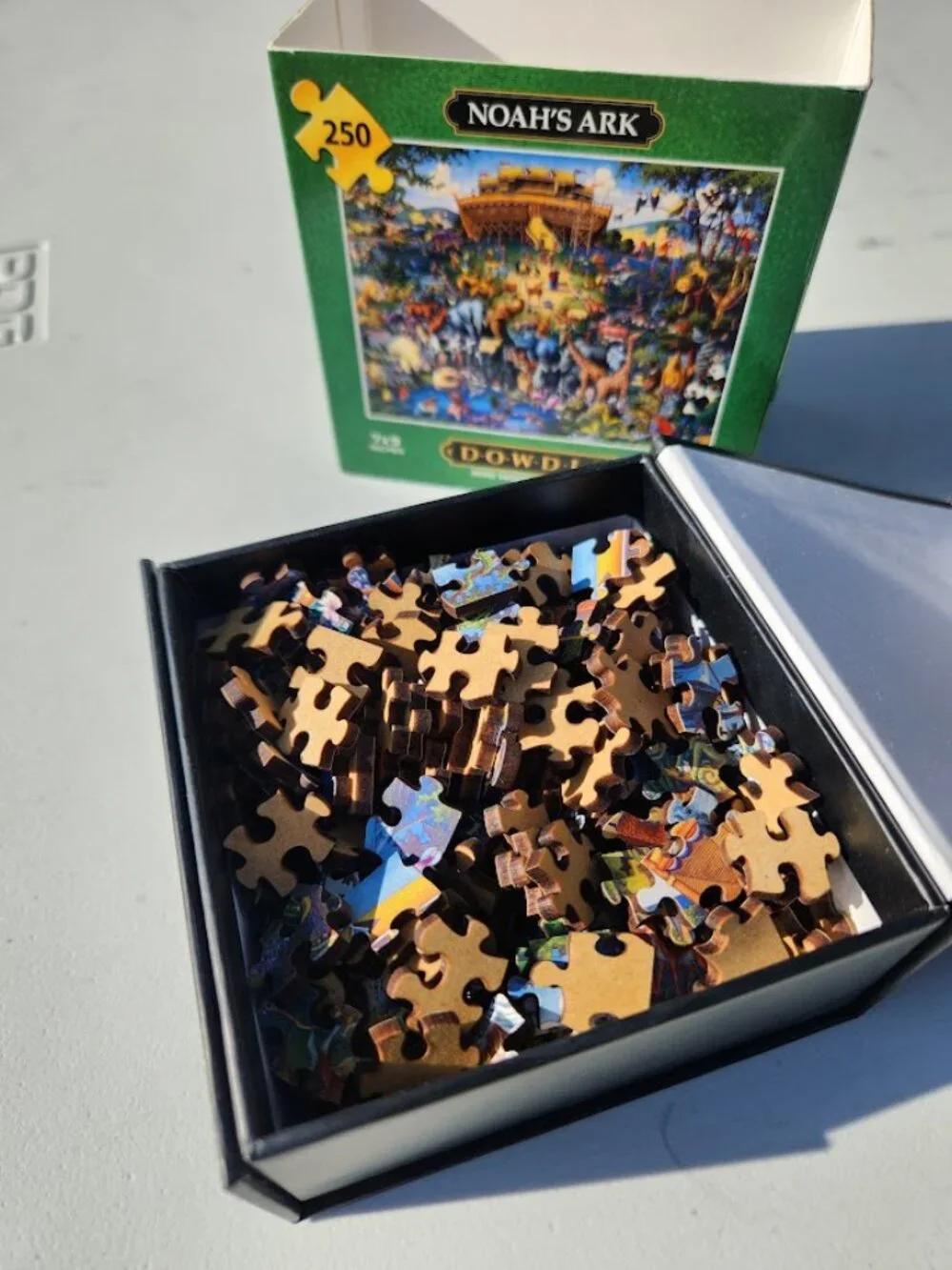 250 Piece Mini Wooden Jigsaw Puzzle Eric Dowdle Noah's Ark Folk Art Wood Finishe